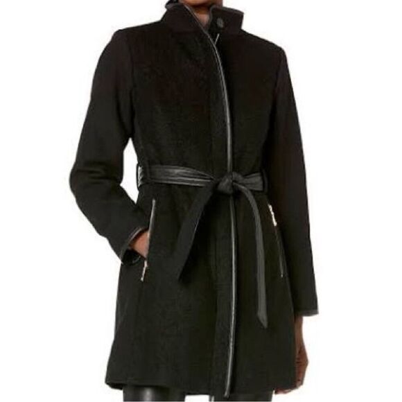 Vince Camuto wool faux leather trim jacket - Picture 1 of 7